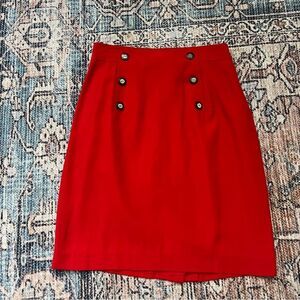 Vintage Gantos Red Women's Pencil Skirt with Button Accents Size 8